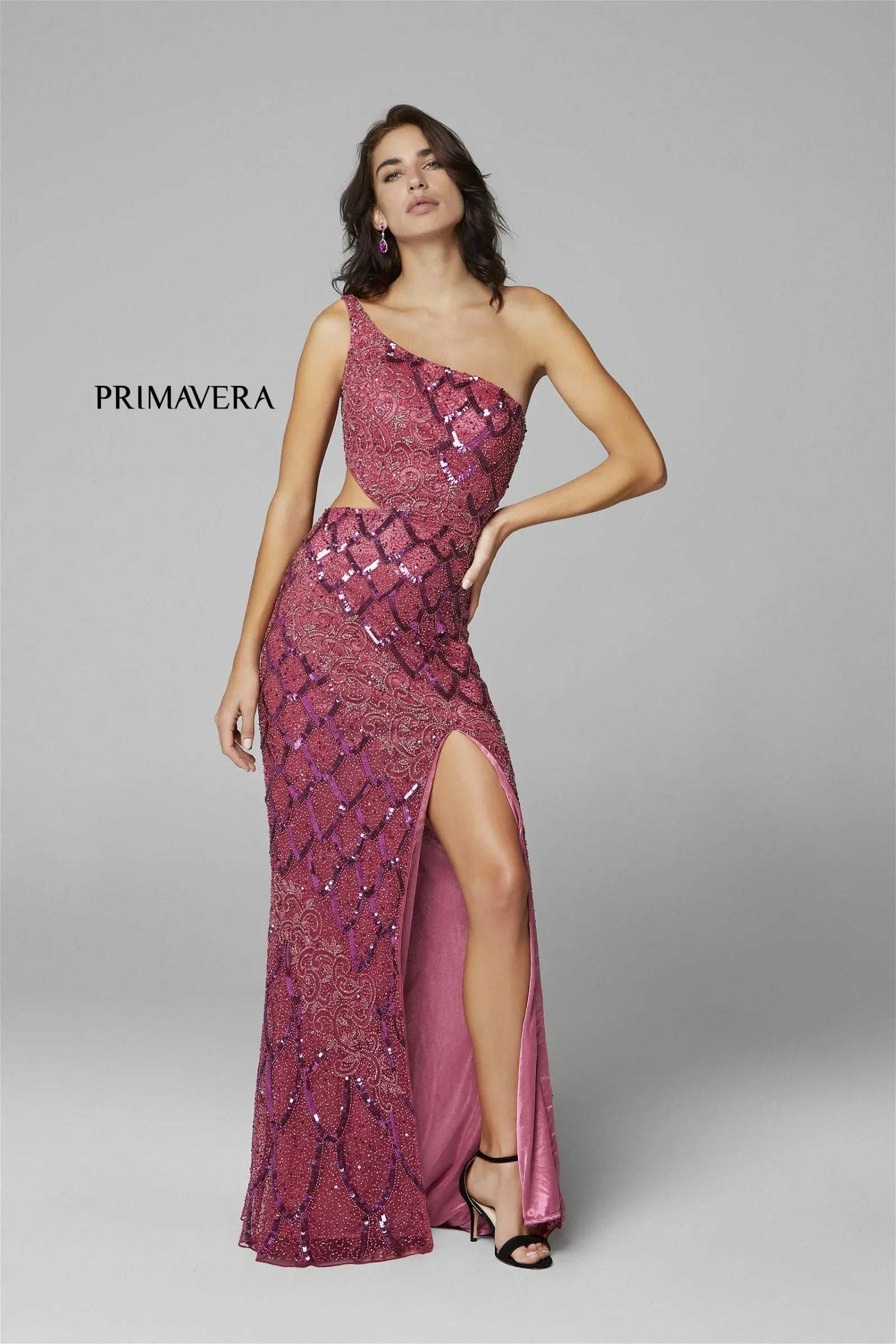 Primavera Couture 3729 Prom Dress One Shoulder Iridescent