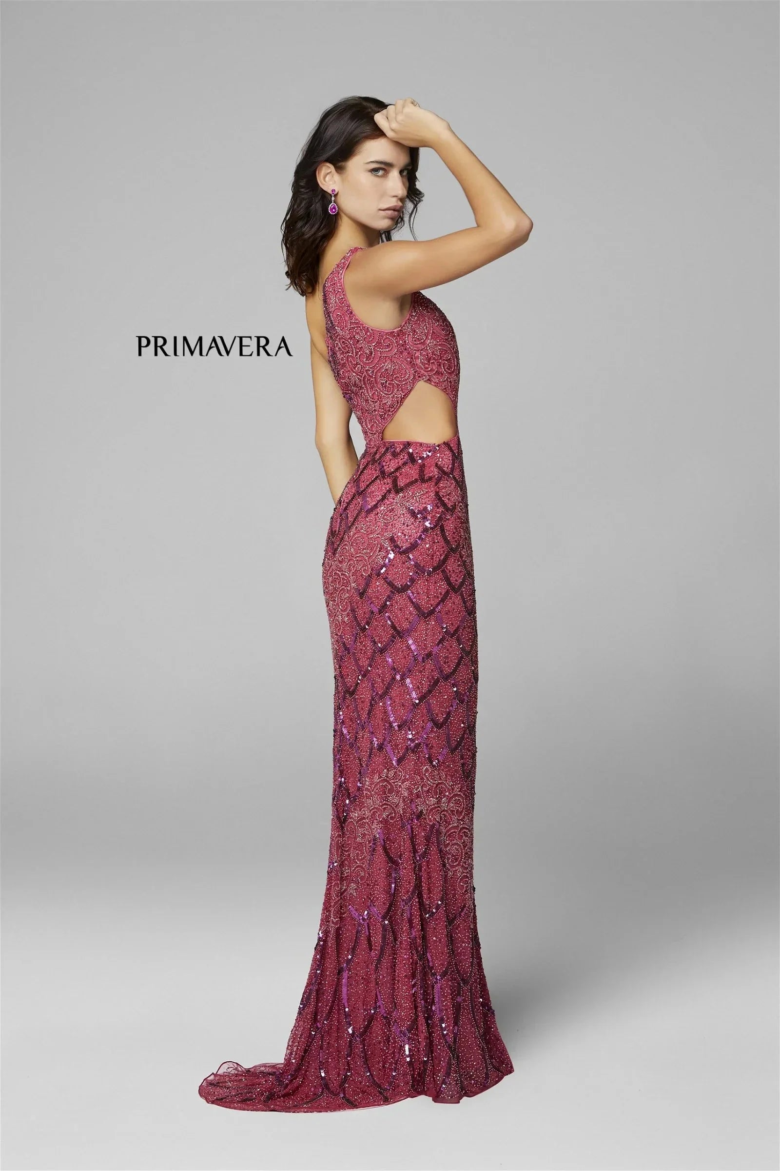 Primavera Couture 3729 Prom Dress One Shoulder Iridescent