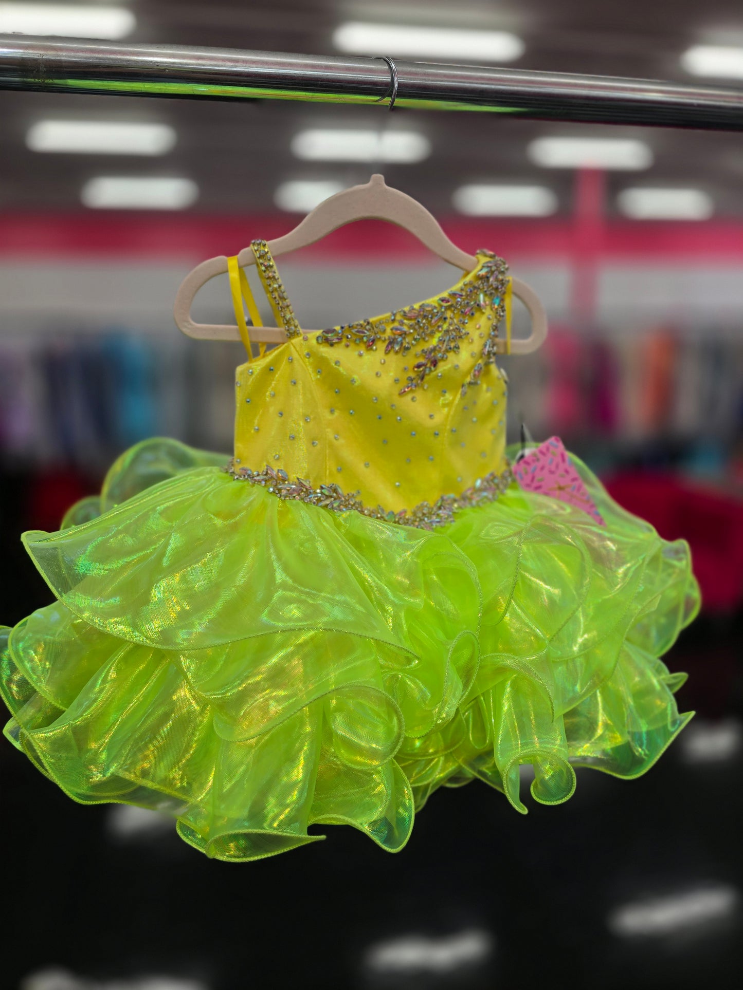 Sugar Kayne C214 12 months Lemon Lime Cupcake Girls Pageant dress