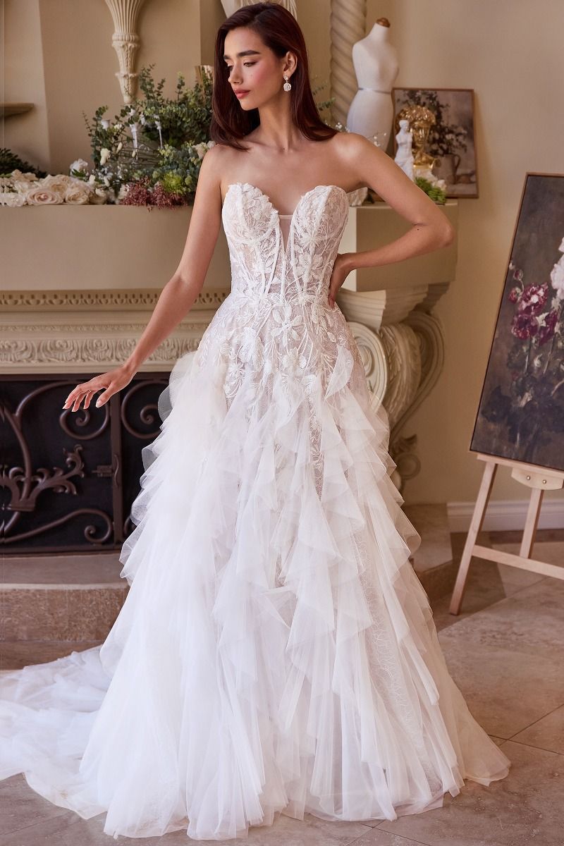 Andrea and Leo Couture WL016 Drop Waist Wedding Dress Cascading Ruffles