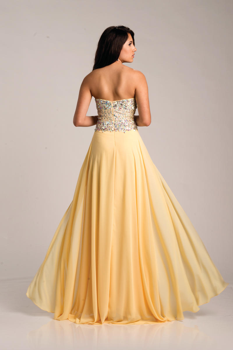 Envious Couture 15211 yellow sizes 0, 2, 16 embellished sweetheart neckline flowy chiffon A line prom dress with side slit evening gown pageant gown  Available Sizes: 0,2,16  Available Colors: Yellow