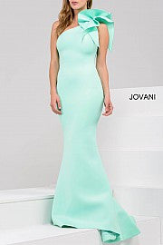 Jovani 32602 One shoulder ruffle bow shoulder long mermaid scuba evening gown pageant dress   Available colors:  Black, Blush, Deep Royal, Fuchsia, Light Blue, Mint, Navy, Orange, Royal, Tomato, White, Yellow  Available sizes:  00, 0, 2, 4, 6, 8, 10, 12, 14, 16, 18, 20, 22, 24 