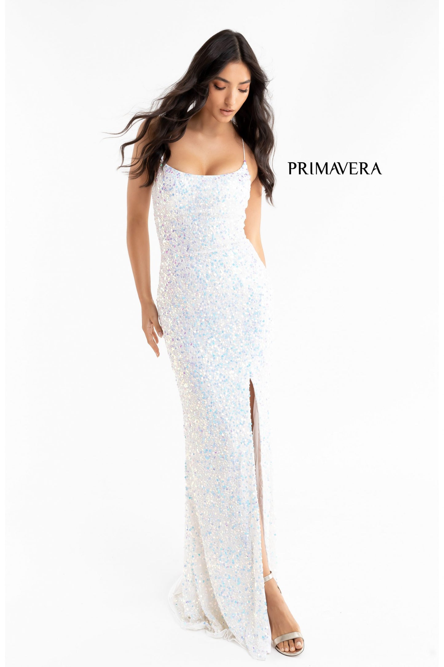 Primavera Couture 3290 Prom Dress Sequins Long Fitted Tie