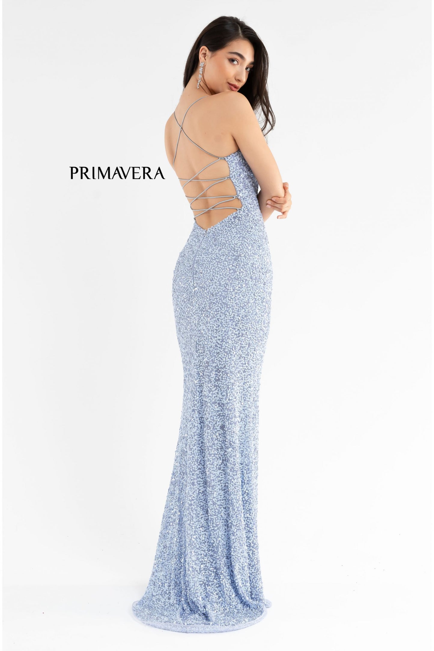 Primavera Couture 3290 Prom Dress Sequins Long Fitted Tie