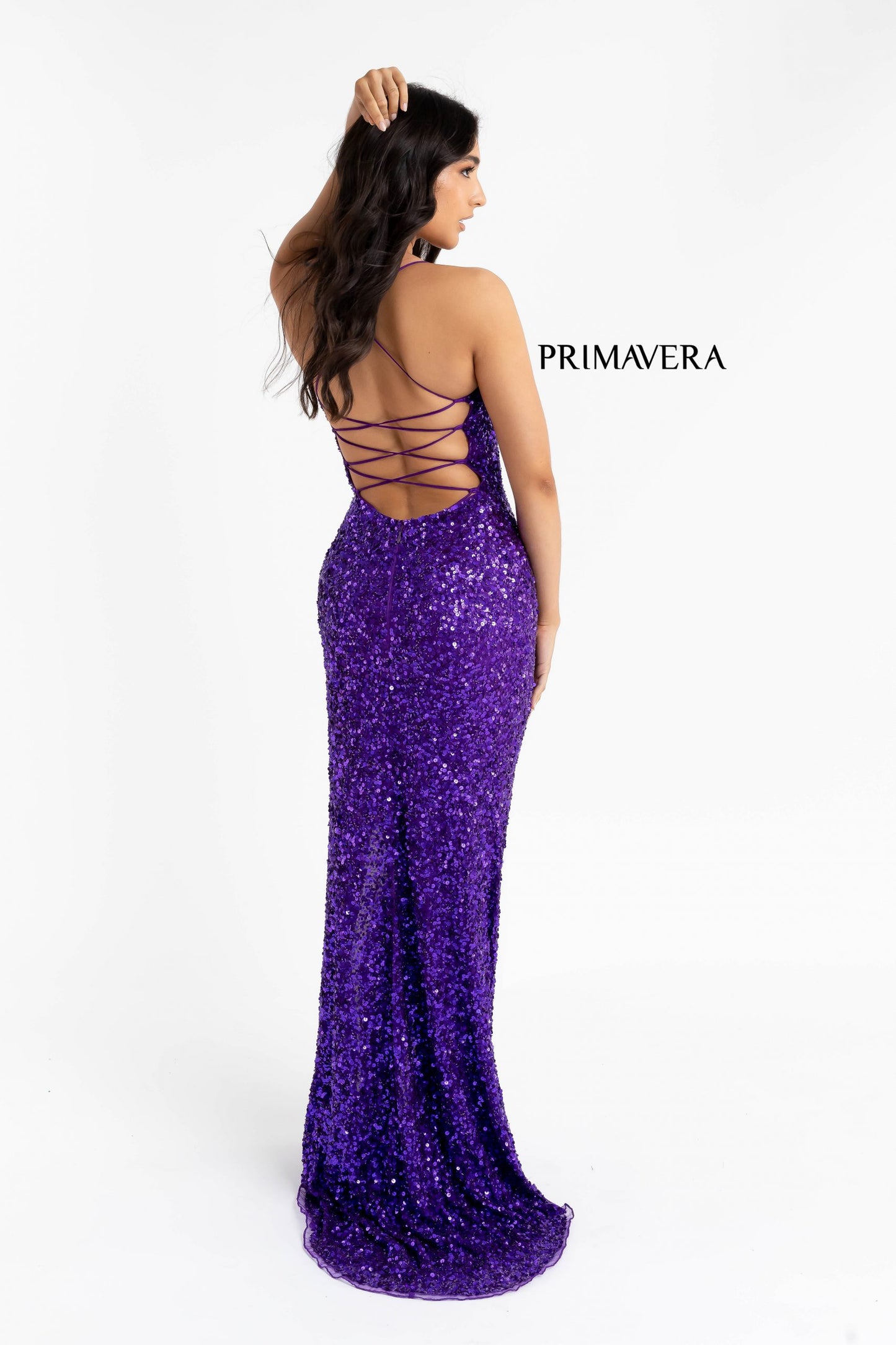 Primavera Couture 3290 Prom Dress Sequins Long Fitted Tie