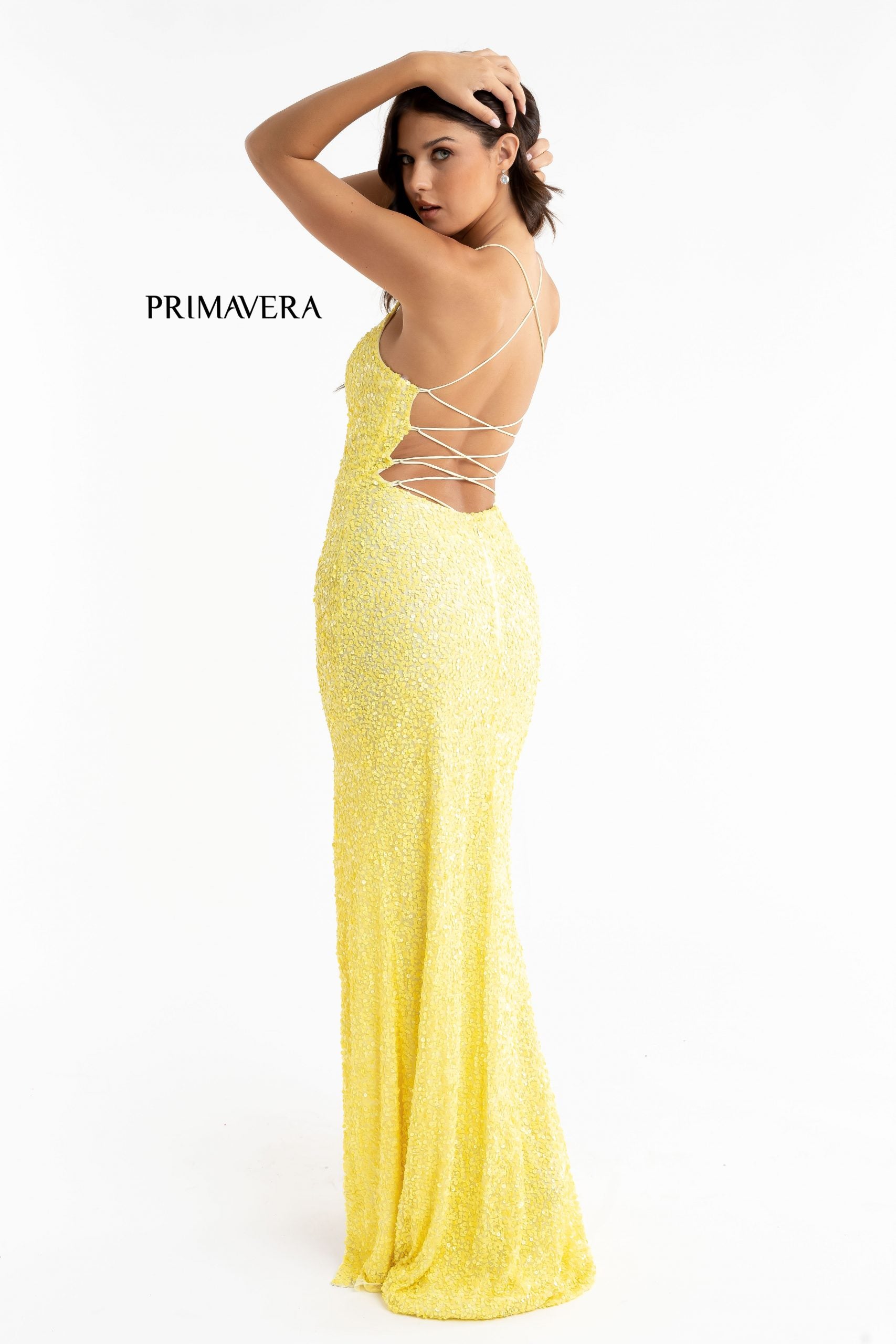 Primavera Couture 3290 Prom Dress Sequins Long Fitted Tie