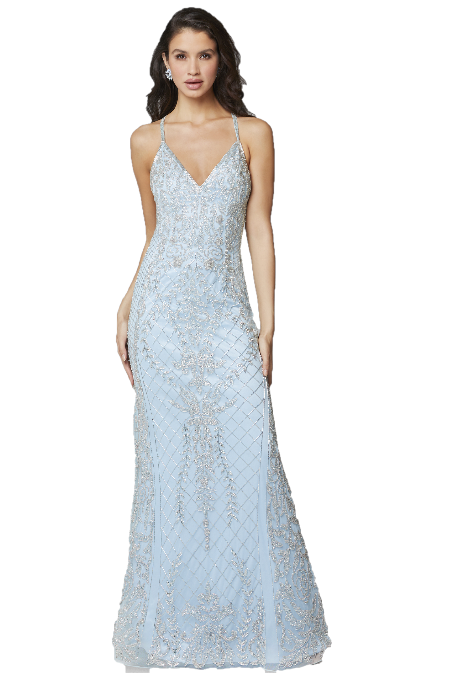 Primavera Couture 3428 Size 8 Powder Blue Beaded prom dress Evening Gown