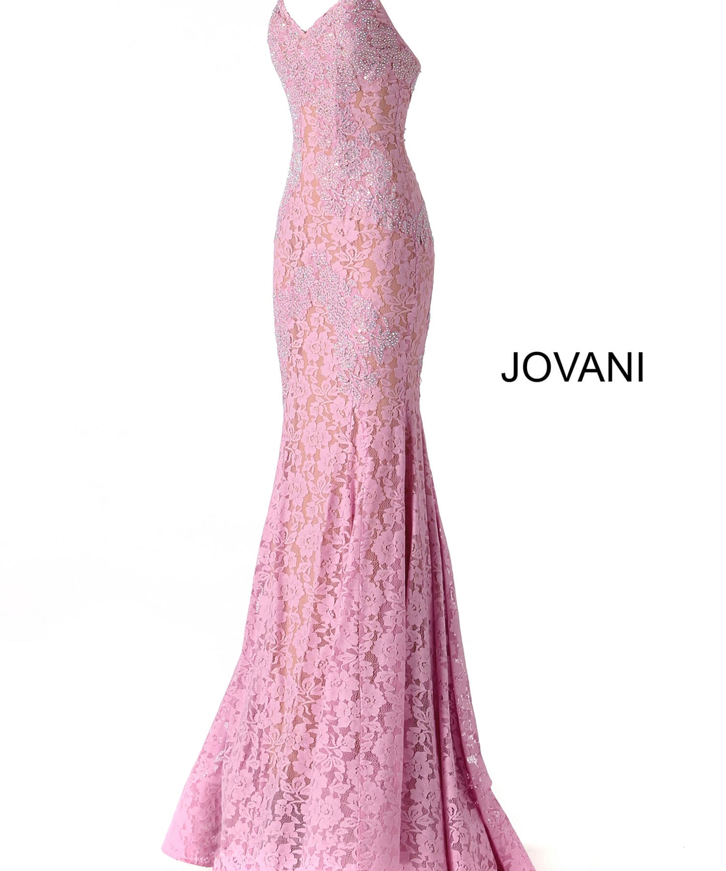 Jovani 37334 This beautiful, fitted, strapless lace dress features a sweetheart neckline. The top half of the trumpet dress is accessorized with rhinestones. Stretch nude lining with stretch lace overlay, heat set stones, form fitting, strapless. Available Sizes: 00,0,2,4,6,8,10,12,14,16,18,20,22,24  Available Colors: BLACK, BRIGHT PINK, DUSTY PINK, EMERALD, FUCHSIA, IVORY, LIGHT-BLUE, LILAC, MAUVE, NAVY, PERRIWINKLE, RED, ROYAL