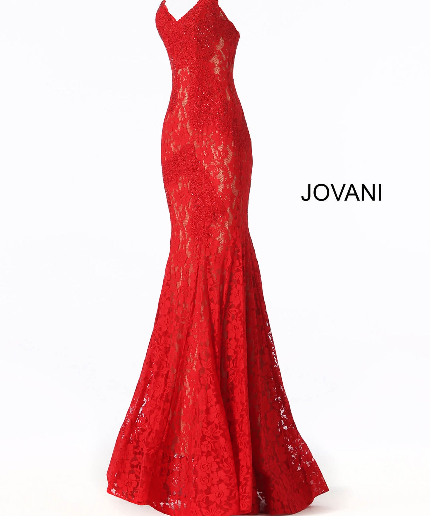 Jovani 37334 strapless embellished lace prom dress Fitted Mermaid Long peak point neckline