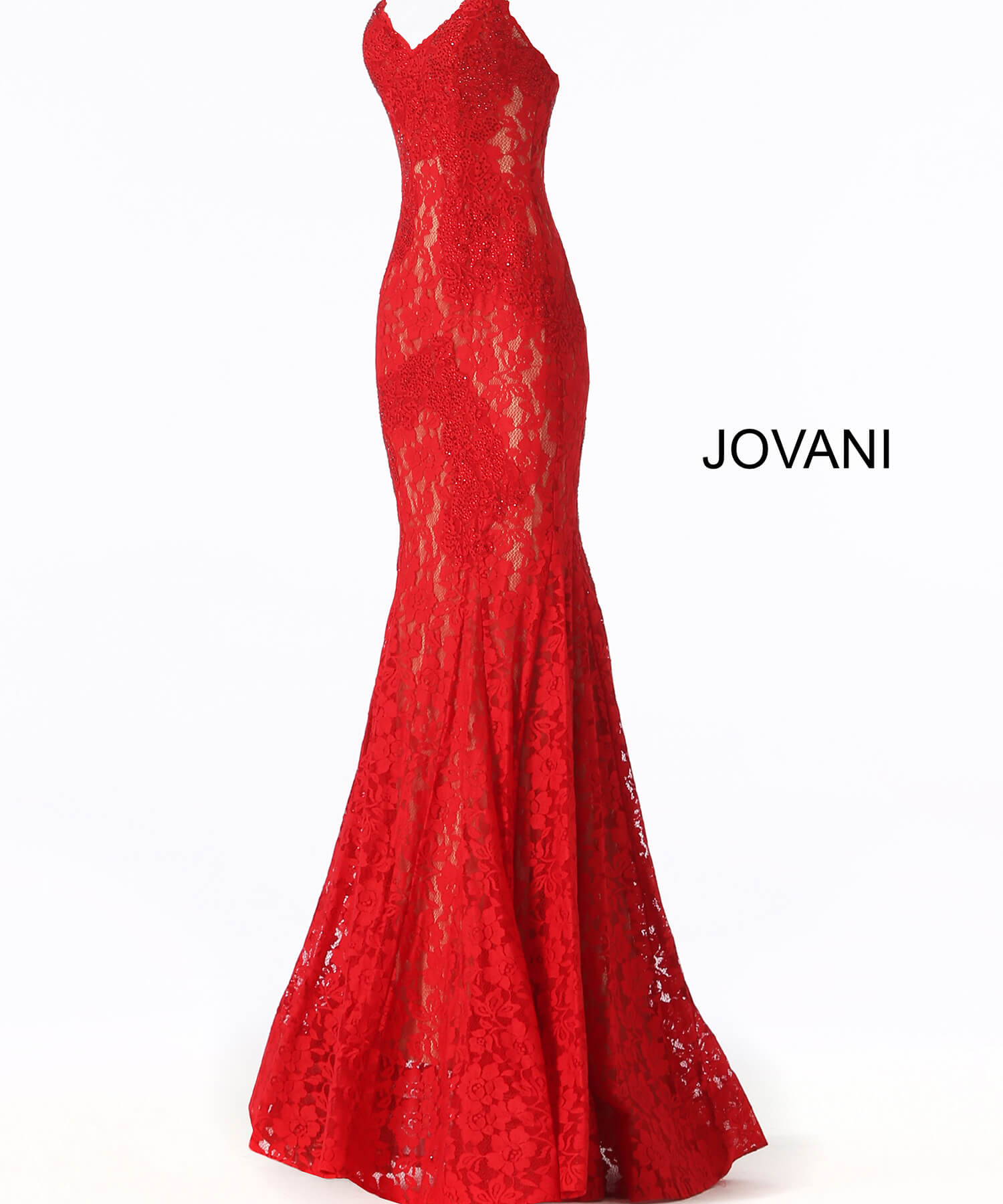 Jovani 37334 This beautiful, fitted, strapless lace dress features a sweetheart neckline. The top half of the trumpet dress is accessorized with rhinestones. Stretch nude lining with stretch lace overlay, heat set stones, form fitting, strapless. Available Sizes: 00,0,2,4,6,8,10,12,14,16,18,20,22,24  Available Colors: BLACK, BRIGHT PINK, DUSTY PINK, EMERALD, FUCHSIA, IVORY, LIGHT-BLUE, LILAC, MAUVE, NAVY, PERRIWINKLE, RED, ROYAL