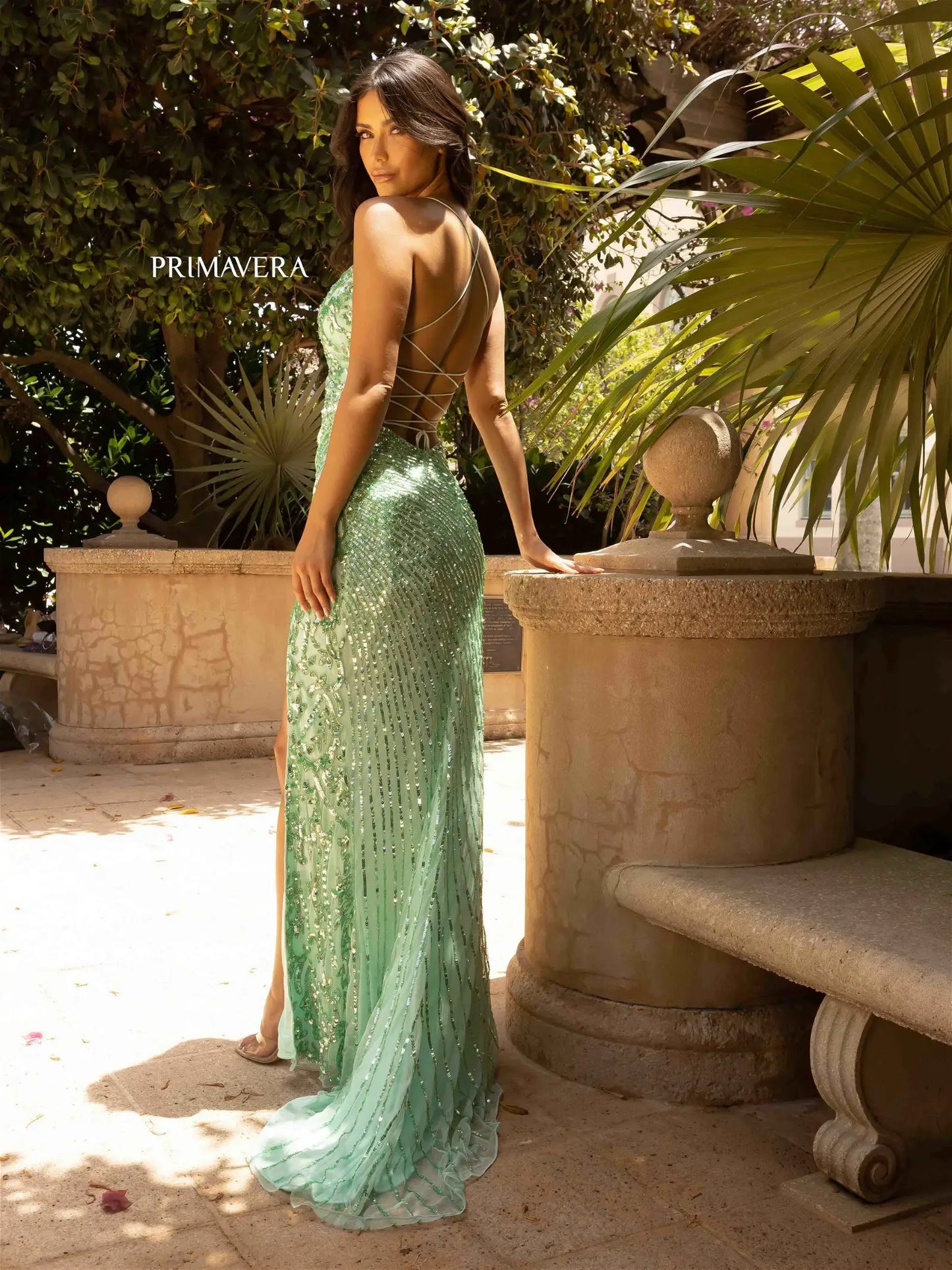 Primavera Couture 3965 Prom Dress Long beaded Maxi Slit Dress