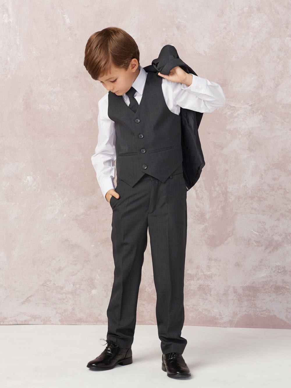 Boy's 5 Piece SLIM FIT Tuxedo Set - White 4016