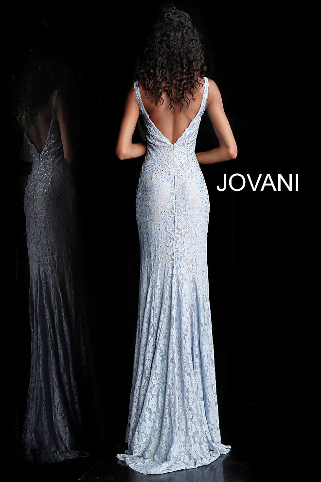 Jovani 48994 long fitted embellished lace prom dress pageant gown sweeping train