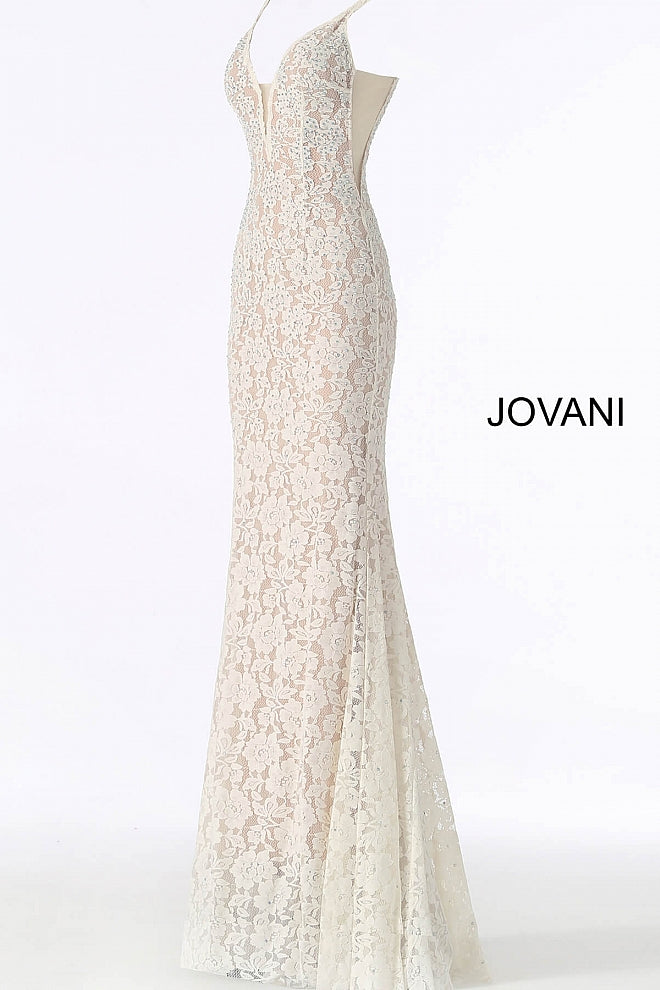 Jovani 48994 long fitted embellished lace prom dress pageant gown sweeping train