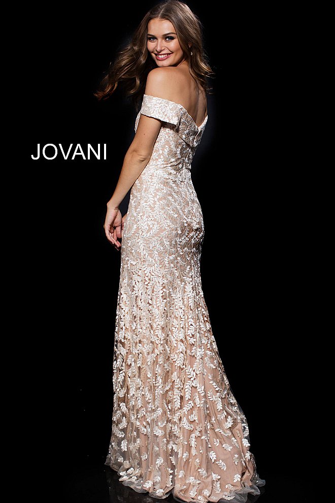 Jovani 49634 Off the Shoulder Embroidered Mother of the Bride Dress