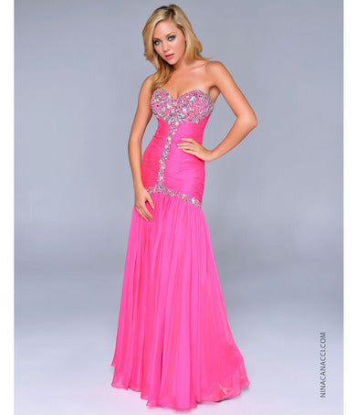 Nina Canacci 1041 Bubble Gum Size 4 prom dress pageant Mermaid