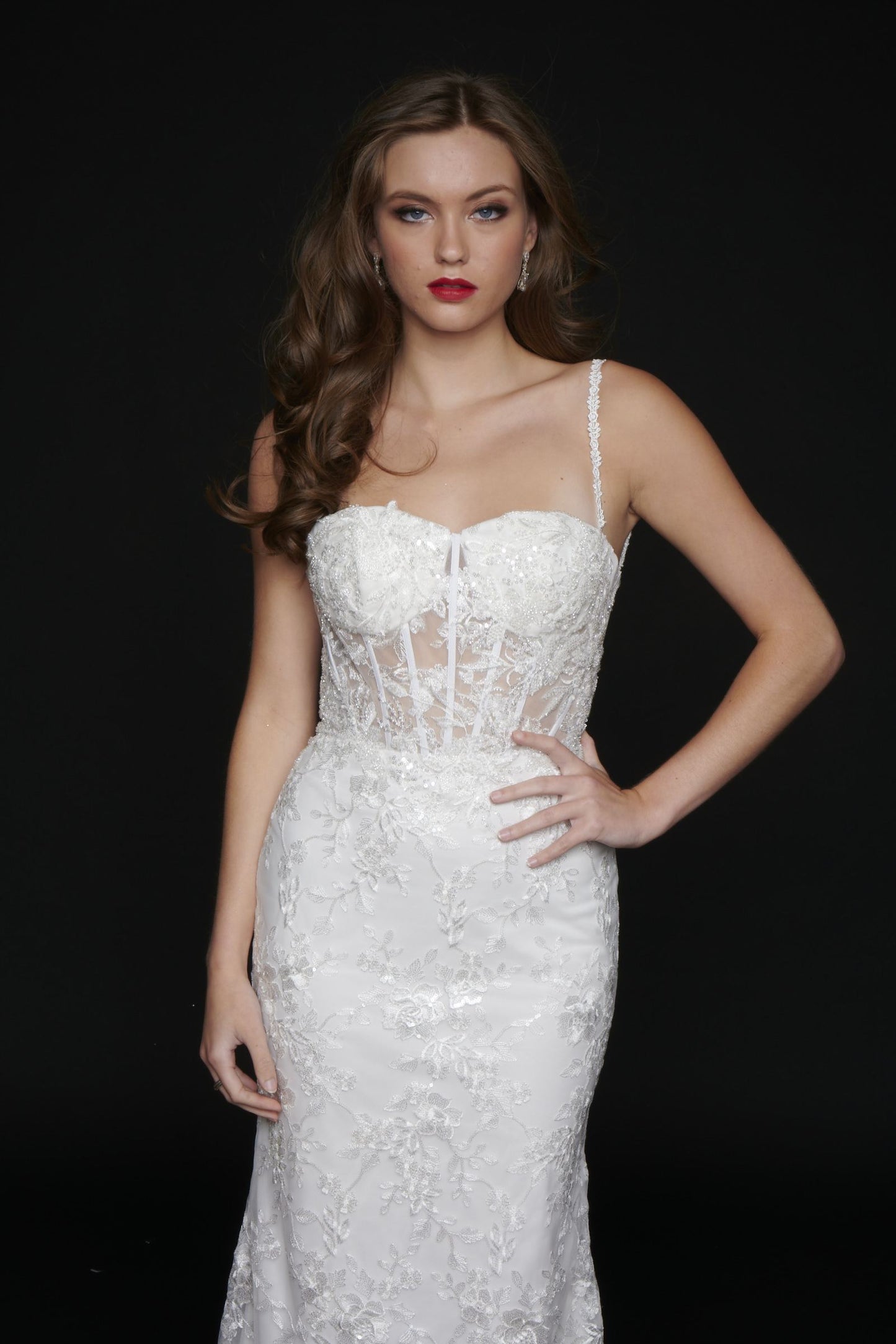 Nina Canacci 6556 Long Mermaid Prom Pageant Gown Wedding Dress Bridal Gown  Available Size 4  Available Color- Ivory