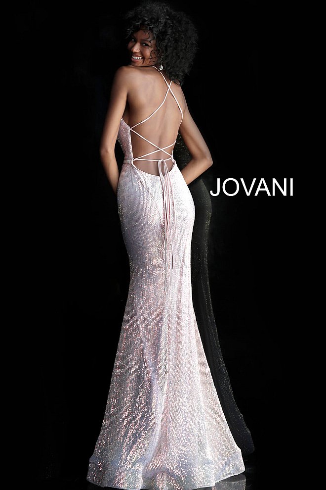 Jovani JVN 66948 size 4 Pink Long sequin Mermaid prom dress sequin evening gown