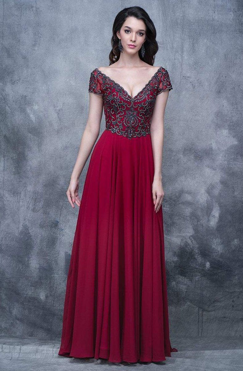 Nina Canacci 3128 Long A Line Cap Sleeve Formal Evening Dress Sheer Lace size 4,8,10