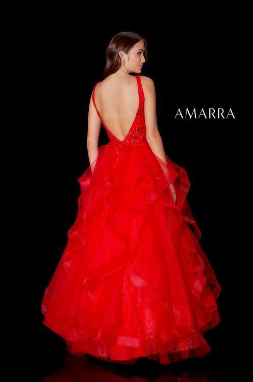 Amarra 87334 Size 8 Long Layer Ruffle A Line Ball Gown Prom Dress Sequin Pageant