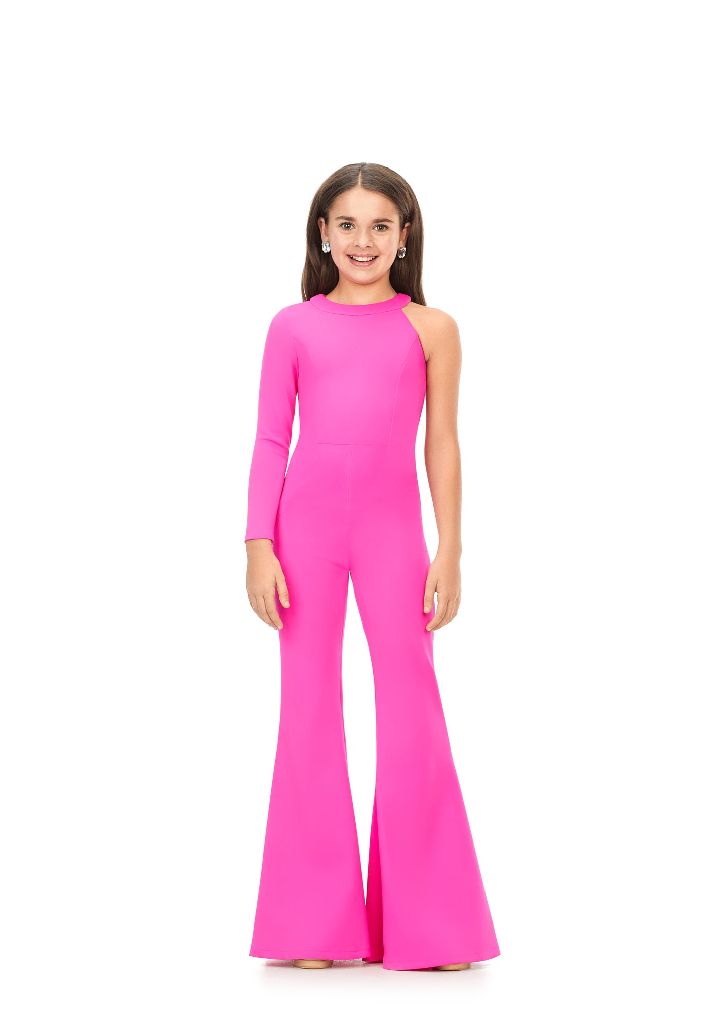 Ashley Lauren Kids 8159 One Sleeve Scuba Jumpsuit Girls Pageant