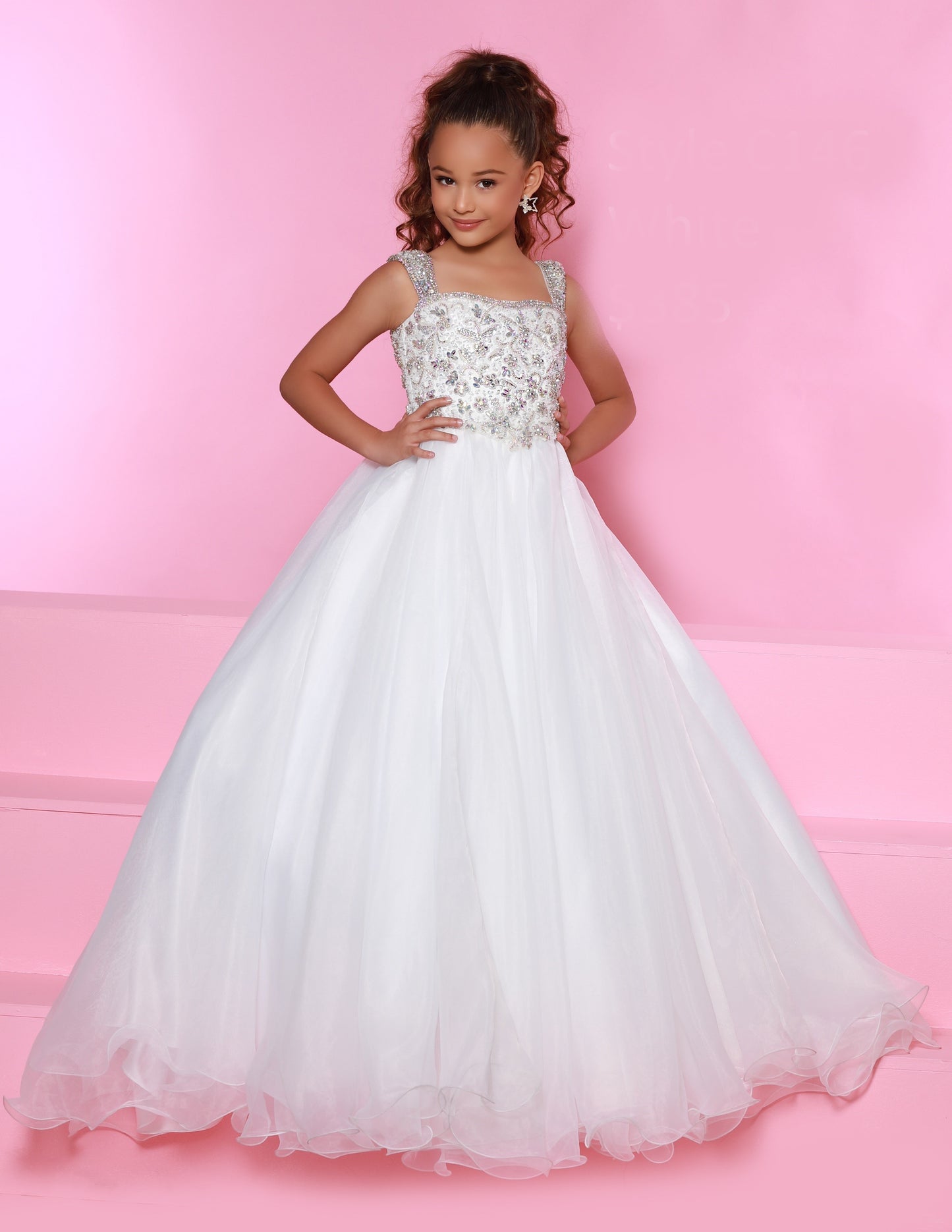 Sugar Kayne C146 Girls and Preteen Pageant Dress Embellished Organza Ballgown