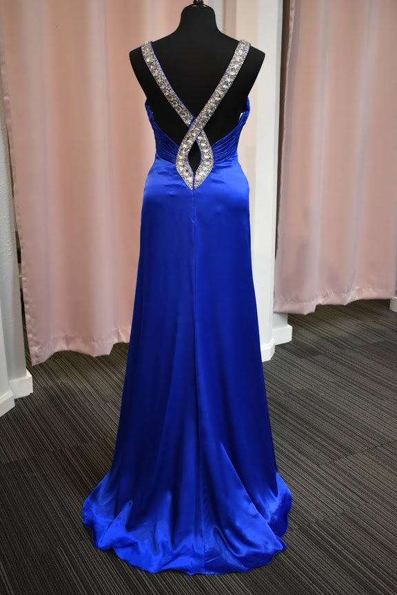 Tiffany 16603 Royal Size 10 Prom Dress Silk Pageant Gown Long