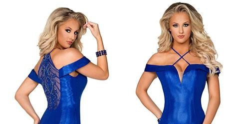 Envious Couture 1090 Size 8, 10 Royal off the shoulder mermaid prom dress pageant gown