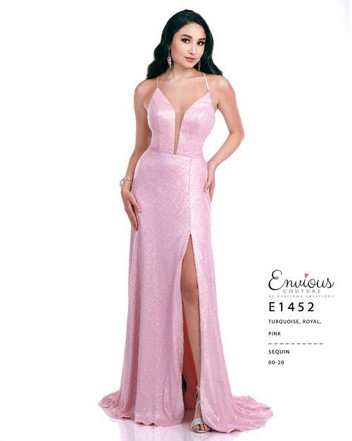 ENVIOUS-COUTURE-E1452-PINK-PROM-DRESS-FRONT-SEQUINS-V-NECKLINE-SIDE-SLIT