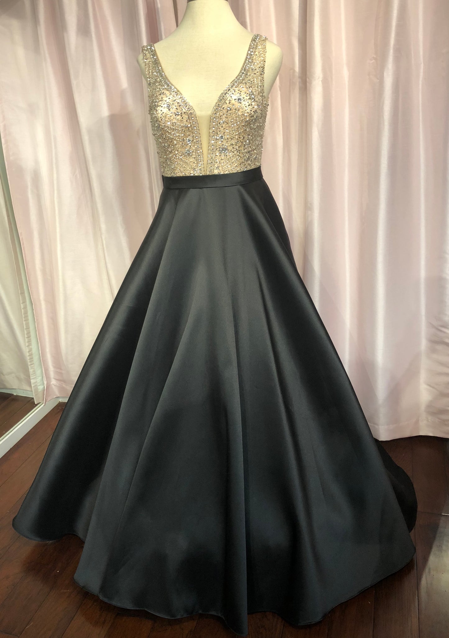 Jovani JVN60696 Size 4 ,12 Black Prom Dress Ball Gown Pockets A Line Sheer