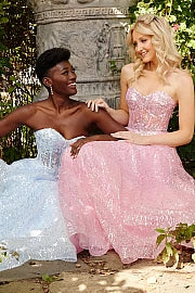 Jovani 08417 Lace Prom Dress Strapless Ball Gown Sheer Corset JVN 08417