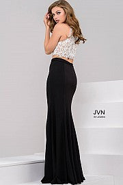 Jovani JVN48701 Size 0, 6 Black/White Two piece prom dress Lace High Neck Formal Gown