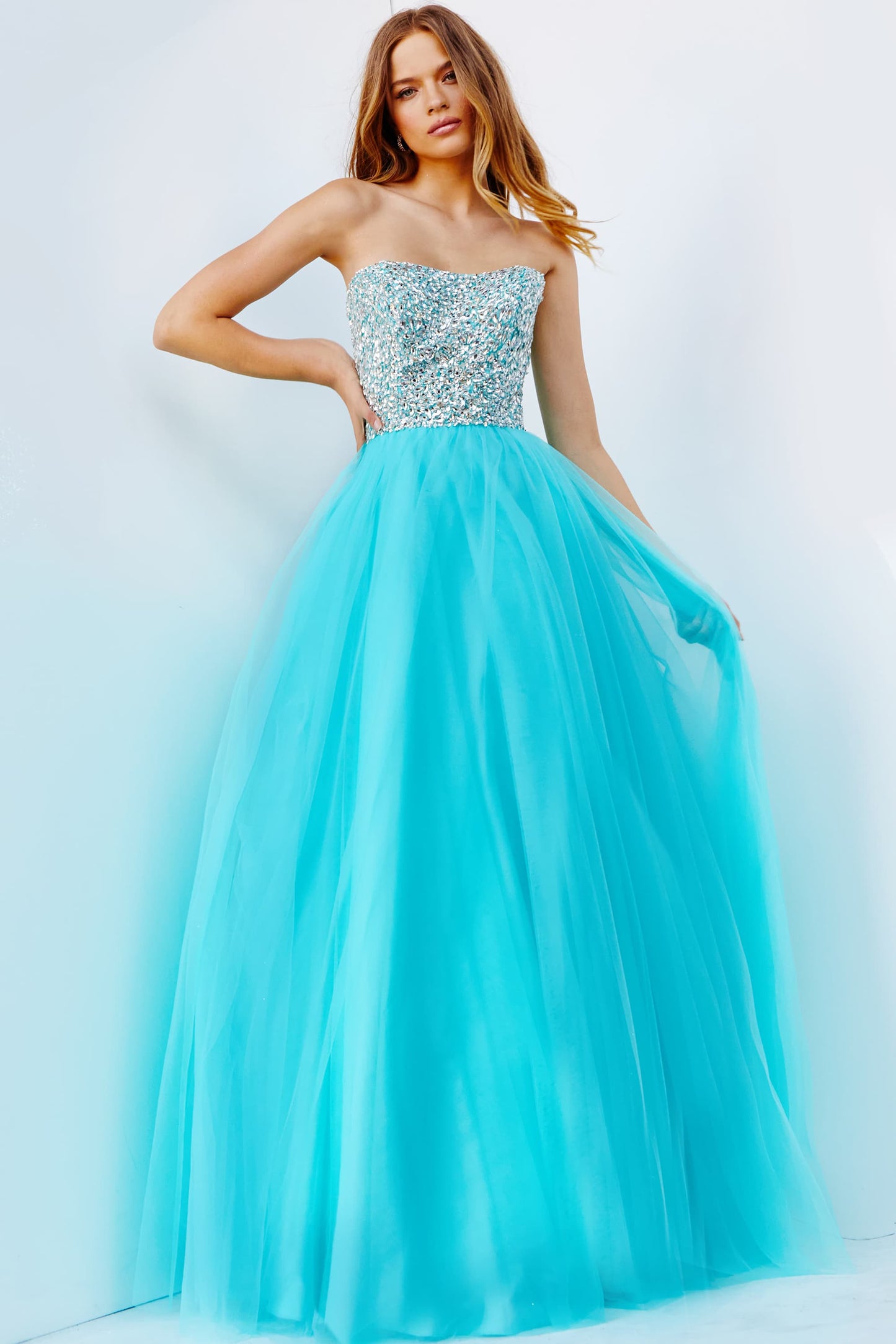 Jovani 52131 Prom Dress Ballgown crystal bodice tulle skirt pageant dresses