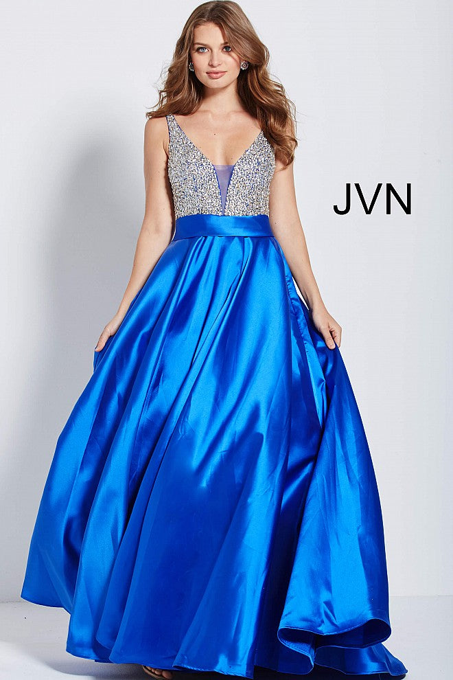 Jovani JVN 55754 Size 6 Royal Beaded A Line Ballgown Prom Dress V Neck