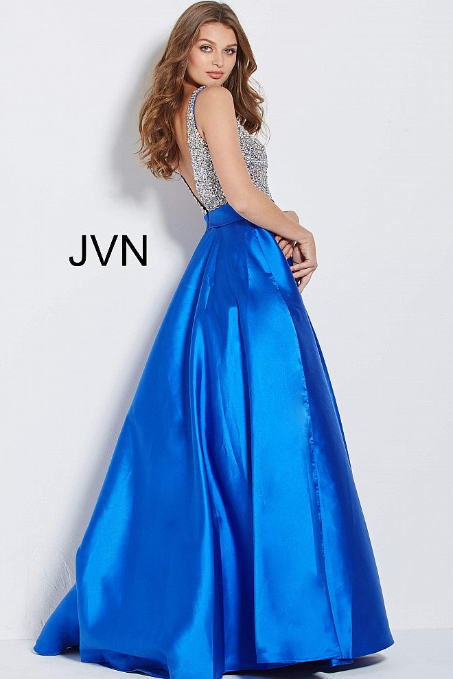 Jovani JVN 55754 Size 6 Royal Beaded A Line Ballgown Prom Dress V Neck