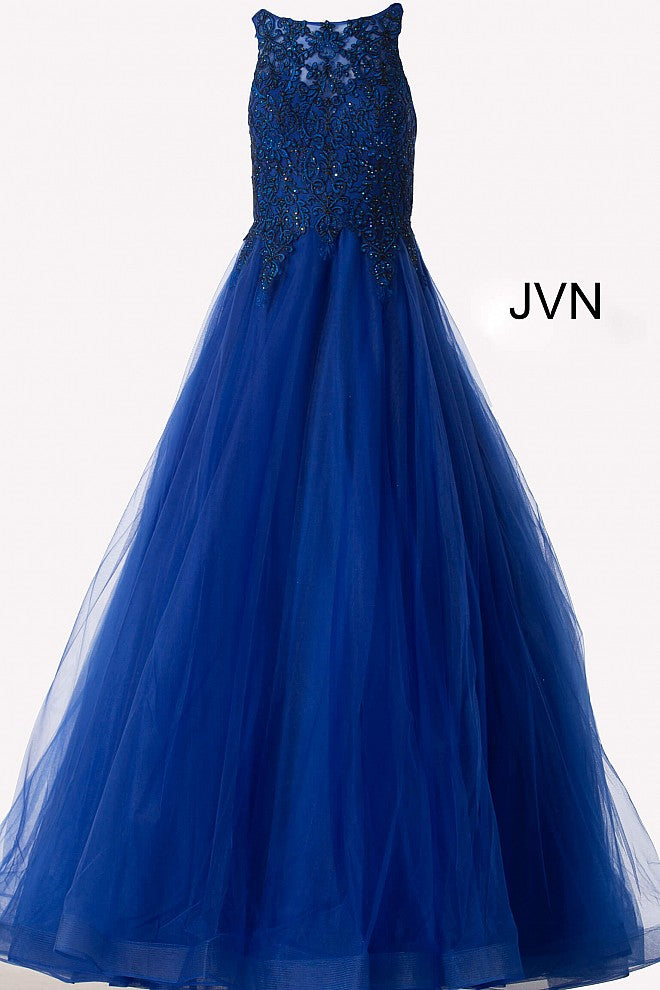 Jovani 59046 Prom Dress Tulle Lace High Neck Ballgown Formal Gown