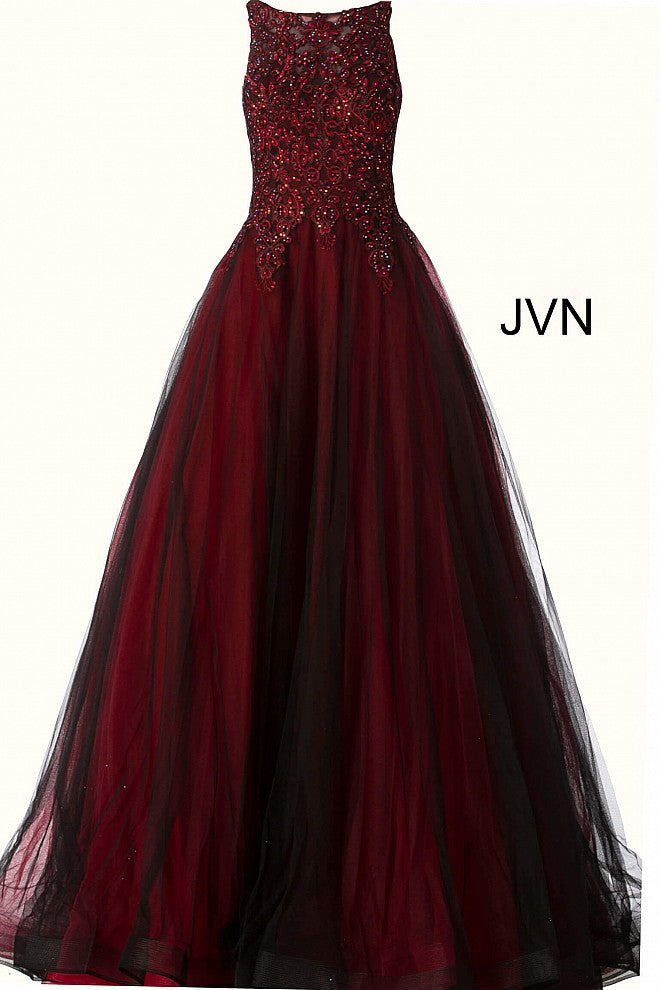 Jovani 59046 Prom Dress Tulle Lace High Neck Ballgown Formal Gown