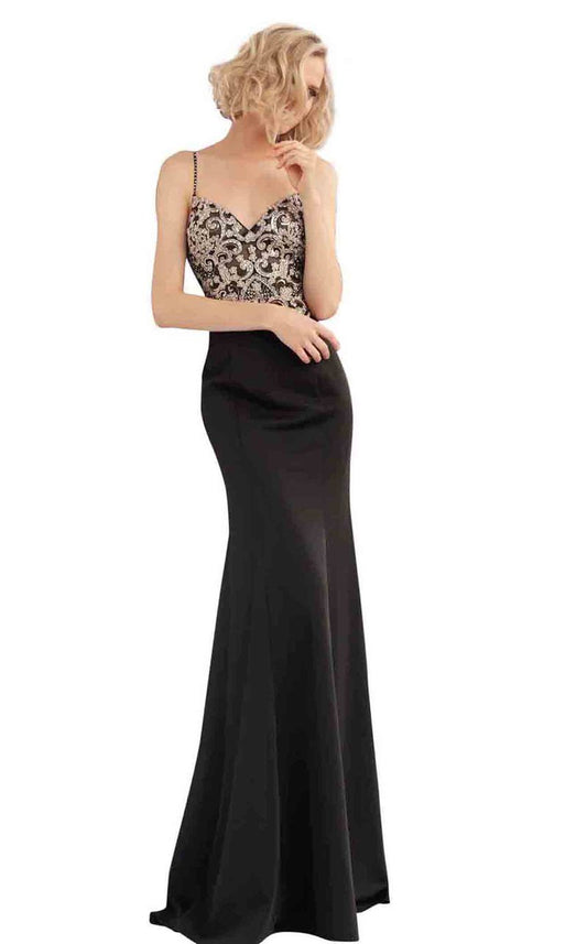 Jovani JVN66059 Size 2, 10 Black Long sheer Embroidered lace prom dress Sheer formal gown