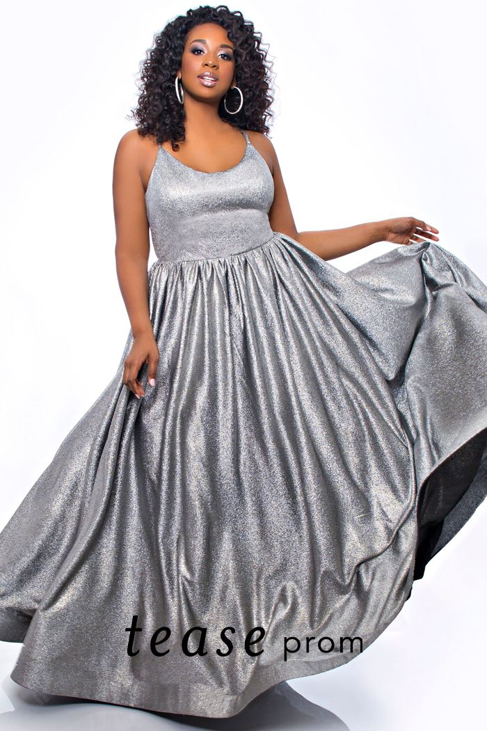 Tease Prom TE2030 scoop neckline a line shimmer prom dress plus sized ball gown. 