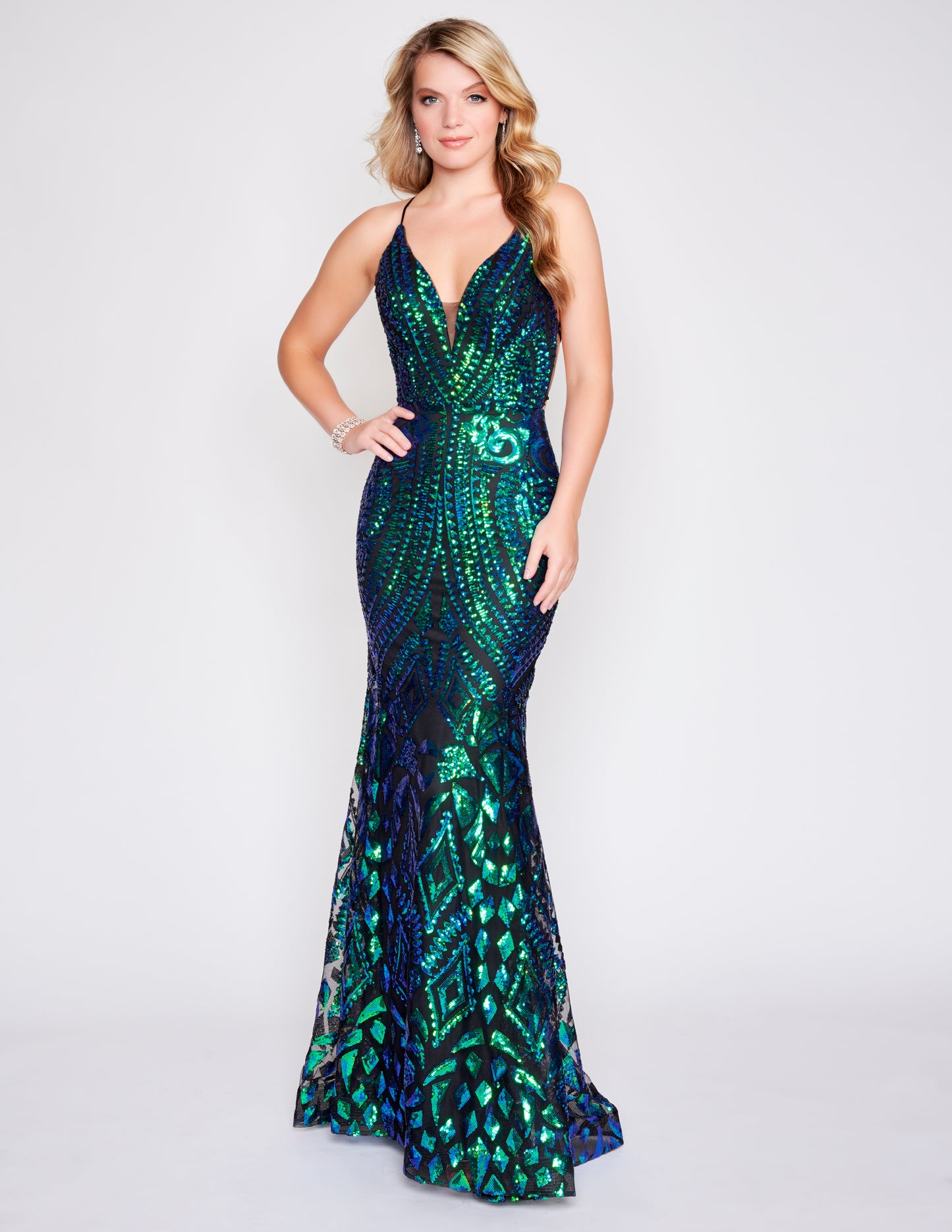 Nina Canacci 7502 Iridescent Sequins Prom Dress