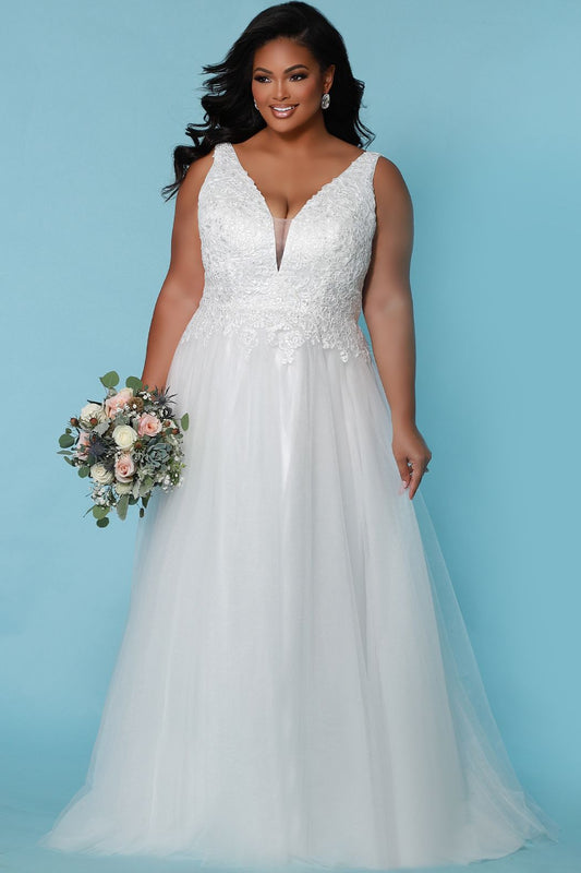 Sydney's Closet SC5270 Aline Wedding Dress Lace V Neckline Sleeveless SC 5270 Anne Marie