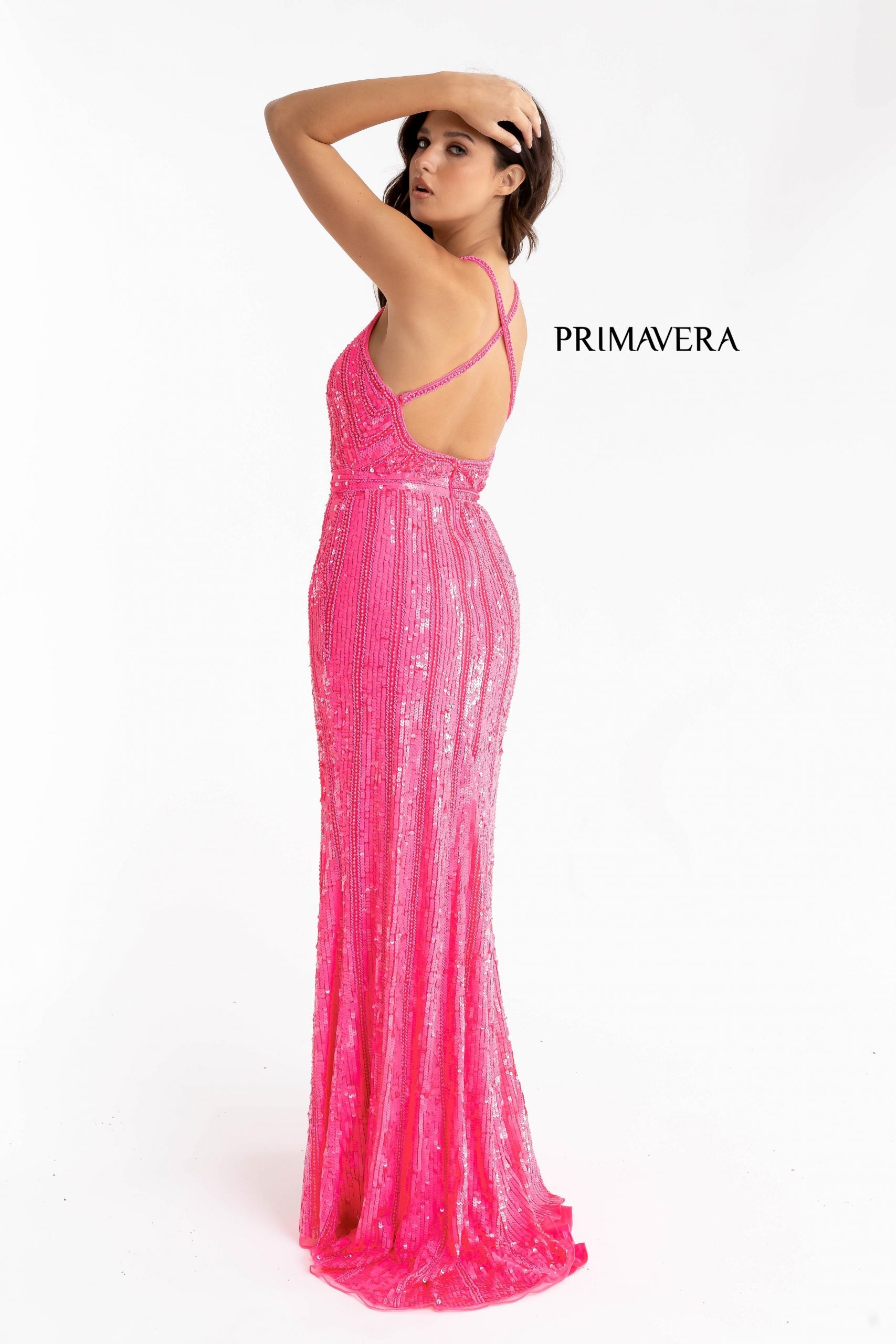 Primavera Couture 3441 is a iridescent sequins long formal Prom Dress, Pageant Gown, Wedding Dress & Formal Evening Wear gown. Featuring a v neckline with Iridescent Multi sequins and Hand Embellishments. This evening gown is perfect for any formal event! Slit in skirt.