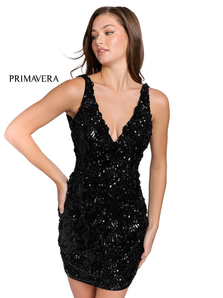    Primavera-Couture-3850-Black-Cocktail-Dress-beaded-sequins-1