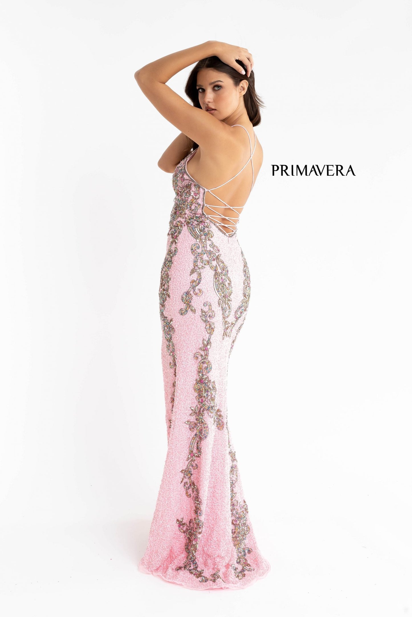 Primavera Couture 3211 size 10 Mint Sequin Prom Dress Pageant Gown Evening Formal Wear Side Slit