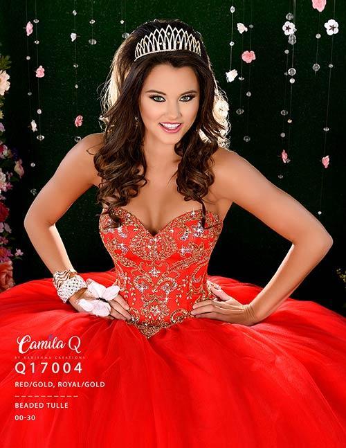 Camila Q  Q17004 Size 14 Red Quinceanera Dress Ball Gown Formal Dress Strapless Gown