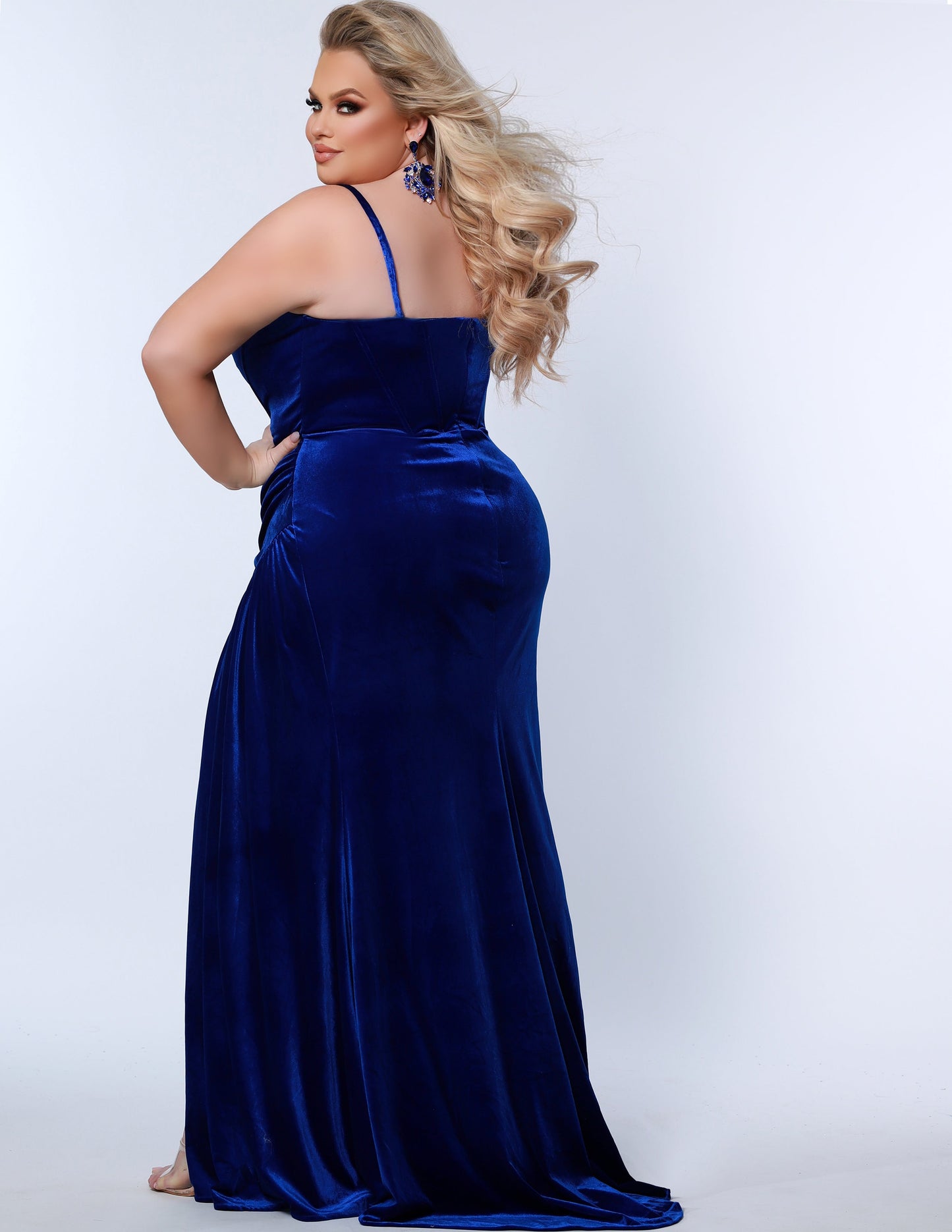 Sydney's Closet SC7342 Size 18, 26 Royal Velvet Prom Dress Strapless Evening Gown Fitted Ruched