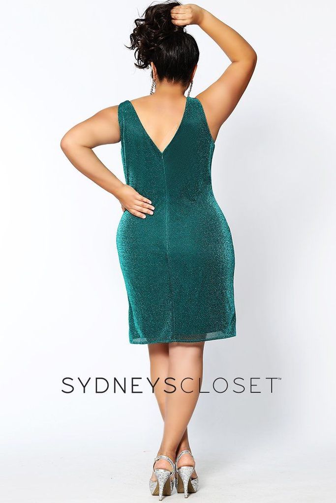 Sydney's Closet SC8093 Emerald Cocktail Dress Size 20 Short Fitted Shimmer Homecoming Party Emerald