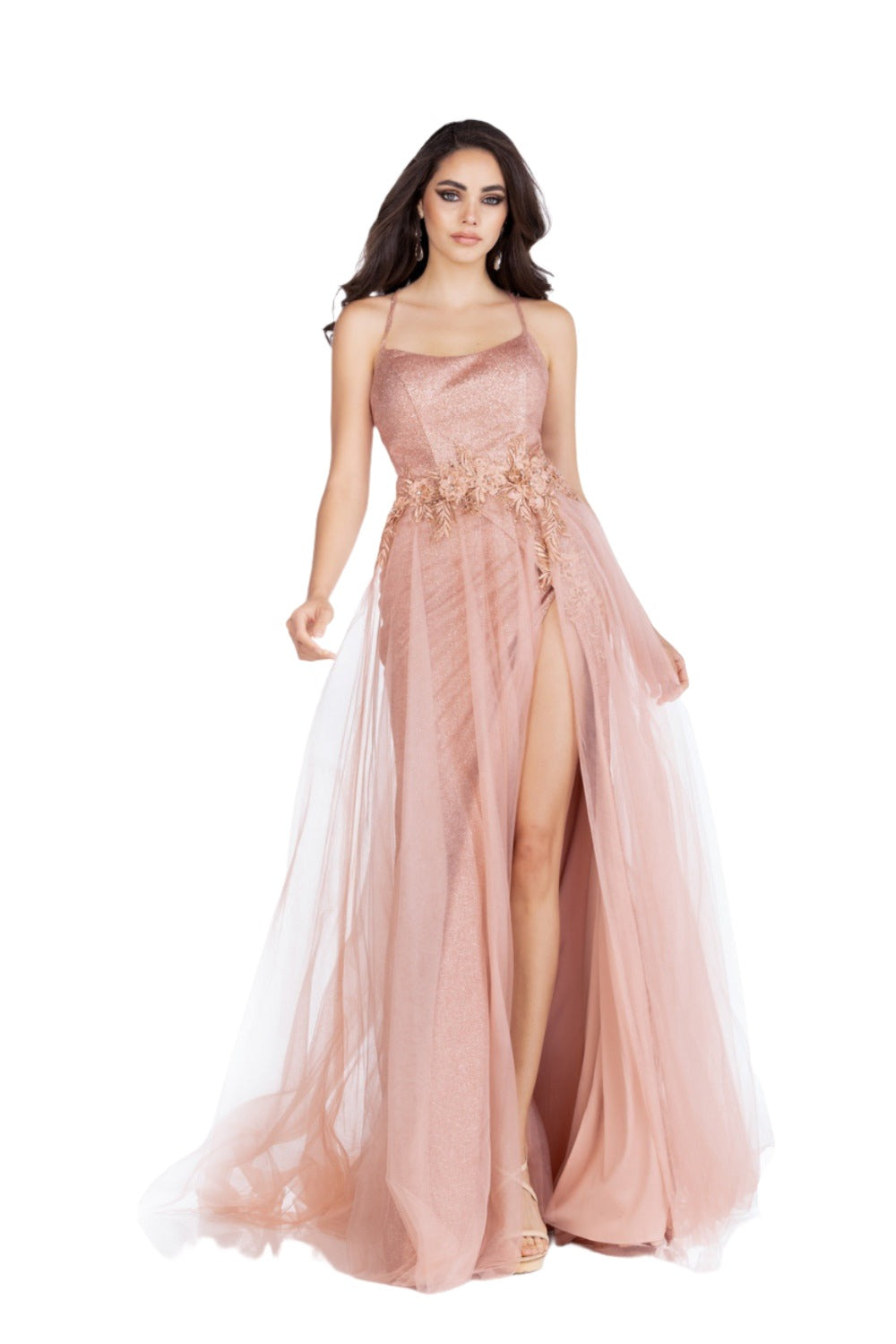 Abby Paris 90087 Long Shimmer Maxi Slit Prom Dress Pageant Gown Formal Shimmer  Available Sizes: 0-18  Available Colors: Navy, Rose Gold, White