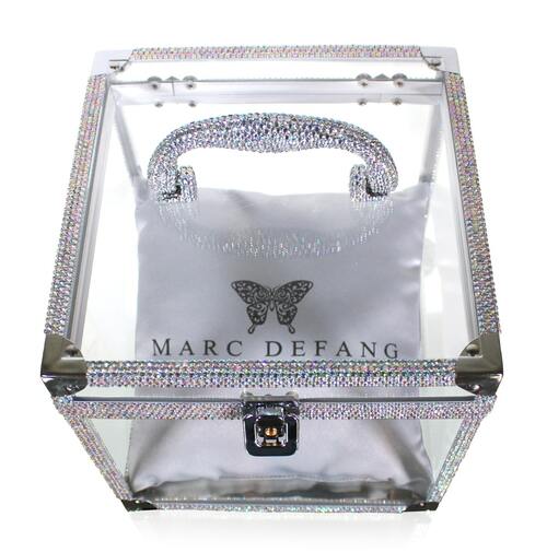 Marc Defang Crystal Crown Sash Box Pageant Clear AB Rhinestone - Please leave crystal color wanted in comments box at checkout. Please allow 30 days to be custom made. DESCRIPTION Large Size Crown box - Fits all crown sizes Small silver Marc Defang Satin pillow is included in the price Dimension: 8" X 8" X 8" (Width, Height, depth) Light weight, total weight 1.75 lbs. easy to carry Featured crystal color: AB Crystals 