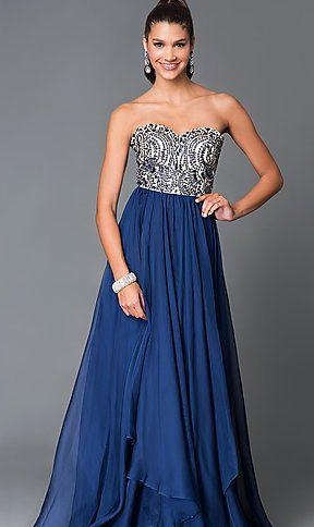 Milano Formals 1870 Size 4 Long Navy Chiffon Prom Dress Formal Gown